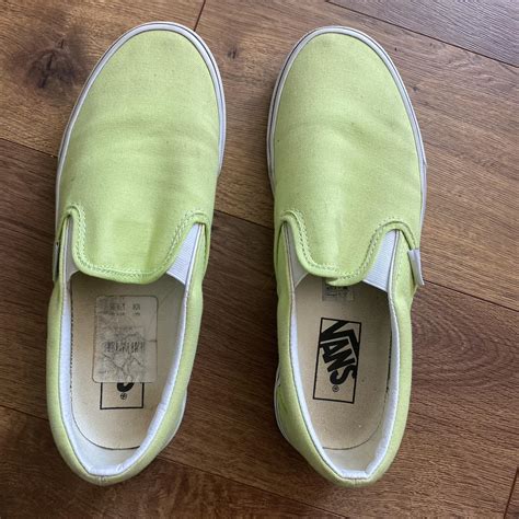 Slip-On Vans - vibrant green color - hardly worn -... - Depop