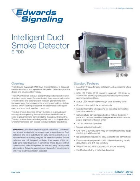 Intelligent Duct Smoke Detector Edwards Signaling