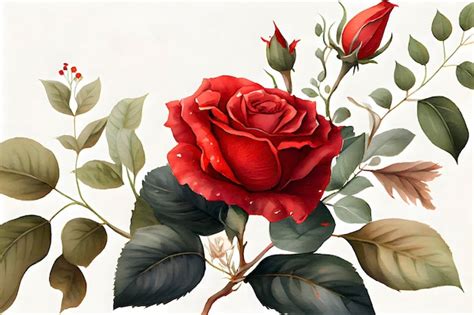 Premium Ai Image Whimsical Red Rose On White Background