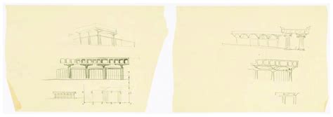 Eero Saarinen Conceptual Sketches For Athens Airport 1960 Graphite