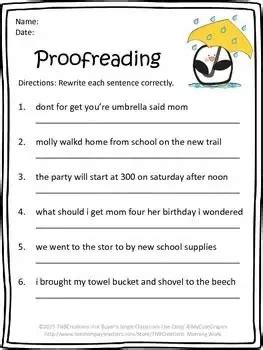 Free Printable Proofreading Worksheet For Third Grade Writing