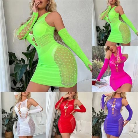 MINI ROBE LINGERIE en filet de pêche pour femmes vêtements de nuit avec