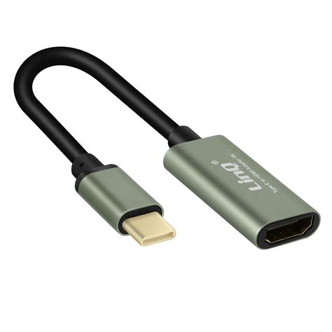 Kabel Wideo Adapter USB C Meski Na Zenski HDMI LinQ Szary LinQ