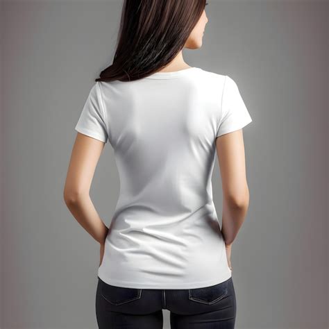 Modelo De Camiseta Branca Em Branco No Corpo Feminino De Frente Mock Up