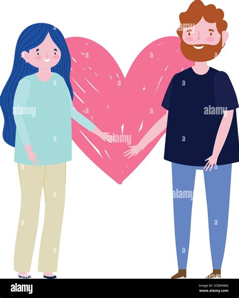 Pareja Joven Coraz N Amor Rom Ntico Imagen De Dibujos Animados Vector