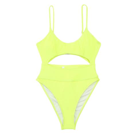 Swimsuits For Women Women S Solid Color Cutout One Piece Bikini Beach Swimwear Walmart