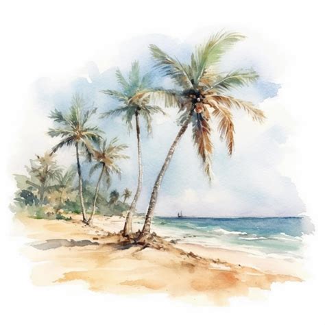 Premium Photo Watercolor Painting Of The Seashore