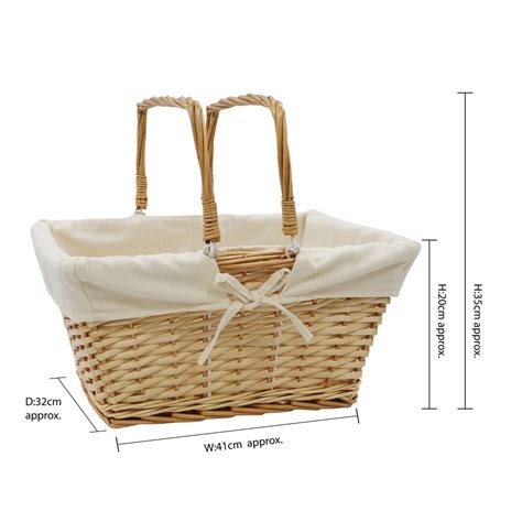 Acacia Rectangular Willow Shopping Basket JVL Homeware Solutions