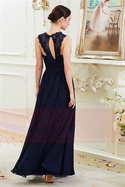 Robe Longue En Mousseline Legere Bleue Marine Ref L793 Robes de soirée