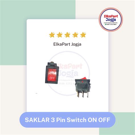 Jual Saklar Rocker Lampu Merah Switch On Off 6a 250v Ac 3 Pin Kaki