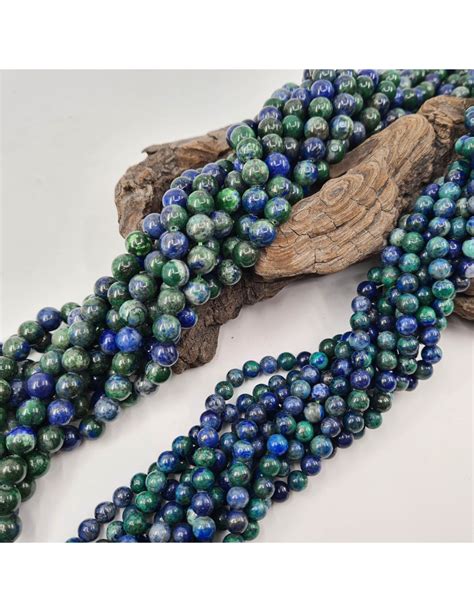 Azurite Malachite Fil De Perles Rondes En Pierre Naturelle