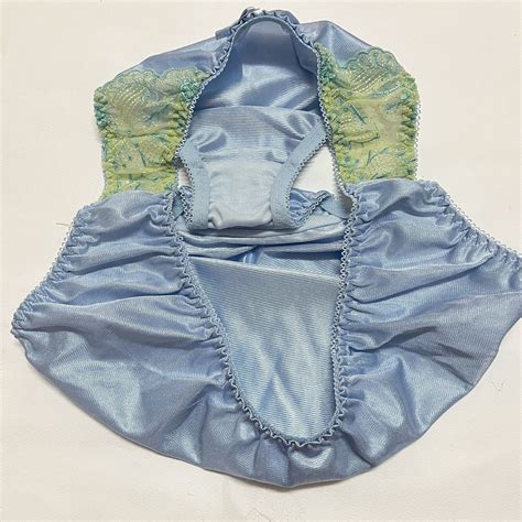 Panties Sz 9 Light Blue Japanese Nylon Bikini Brief L Gem