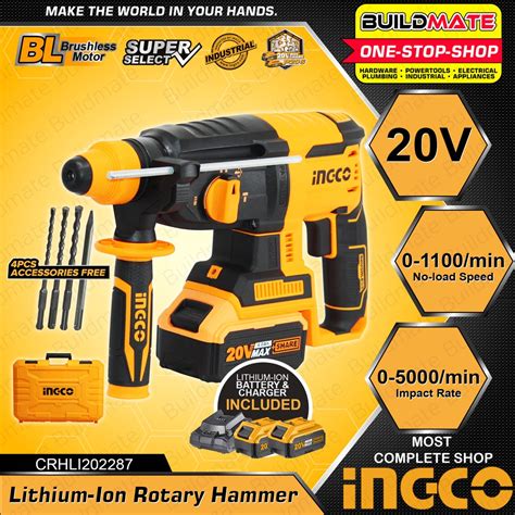 Ingco Li Ion Lithium Ion Cordless Rotary Hammer Drill With Battery And