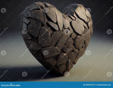 Harsh Stone Heart On A Uniform Background Stock Illustration Illustration Of Grey