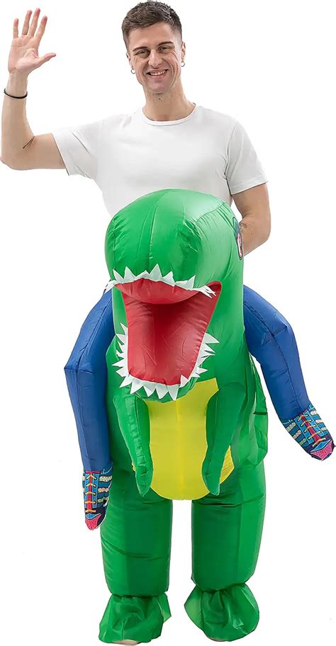 Inflatable Dinosaur Costume Adult Funny Blow Up Halloween Ride On Dino