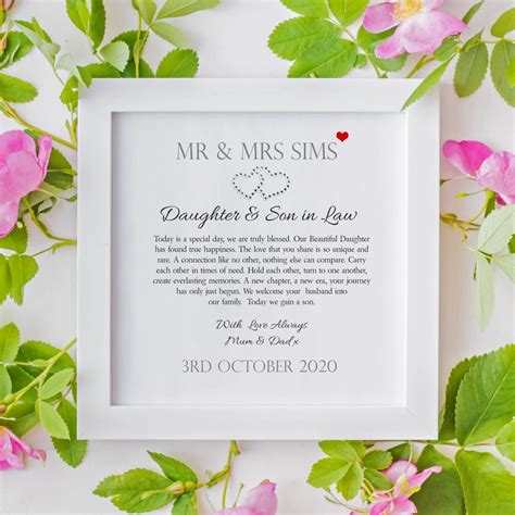 Daughter And Son In Law On Your Wedding Day Personalised Box Frame Bride And Groom Newlywed