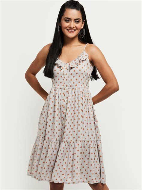 Buy Max Women Blue Polka Dot Printed Dress Dresses For Women 18207204 Myntra