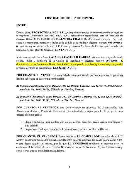 CONTRATO DE OPCION DE COMPRAMiravila Doc