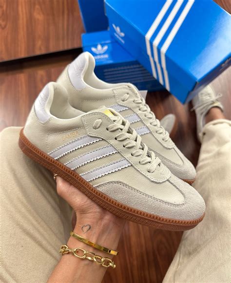 Tenis Tipo Samba Feminino - Tênis Adidas Samba Couro Bege Branco Feminino Premium - Tenis Atacado ...