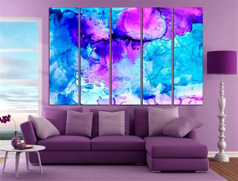 Purple And Blue Marble Wall Print Marble Wall Art Abstract Etsy