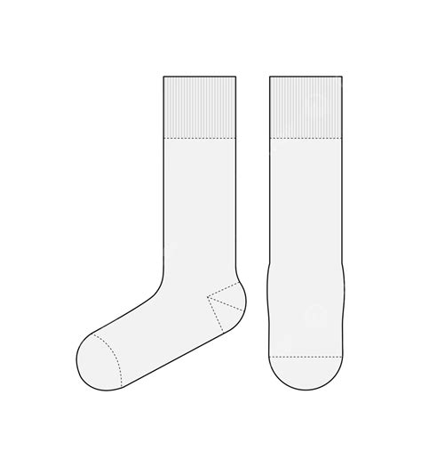 Vector Illustration Of Socks Template With Front And Side Views In