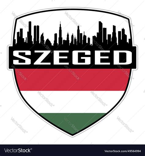 Szeged Skyline Silhouette Hungary Flag Travel Logo