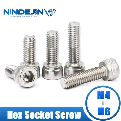 Nindejin Hexagon Hex Socket Cap Head Screw M4 M5 M6 Stainless Steel