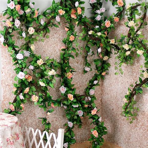 Cm Silk K Nstliche Rosen Blumen Rattan String Vines F R Home