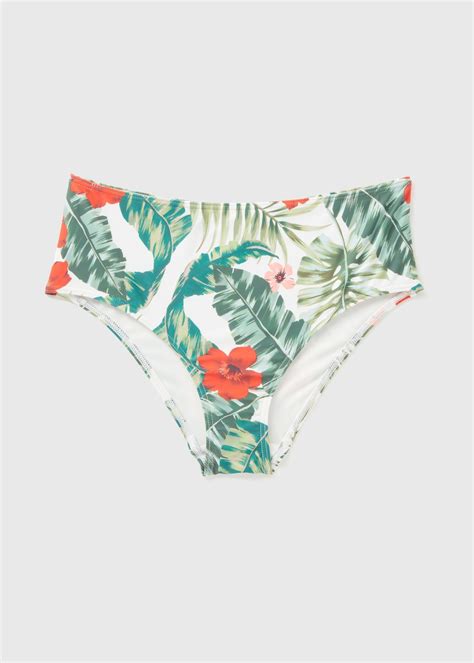 Buy Tropical Leaf Print High Waisted Bikini Bottoms Online In UAE From Matalan