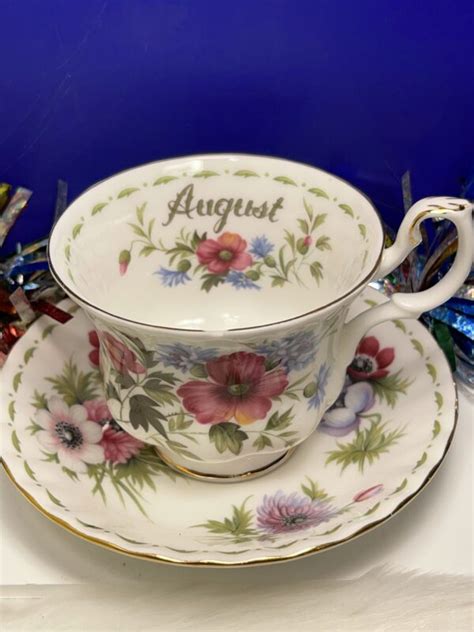 Royal Albert Fine Bone China August Tea Cup Set Flower Of The Month