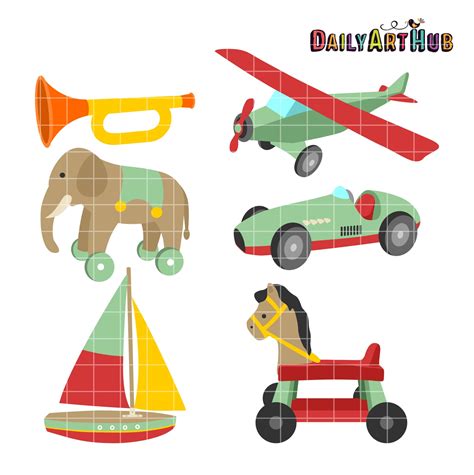 Cute Vintage Toys Clip Art Set – Daily Art Hub // Graphics, Alphabets & SVG