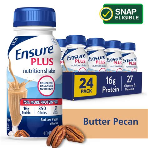 Ensure Plus Nutritional Shake 16g Protein Butter Pecan 8 Fl Oz 24