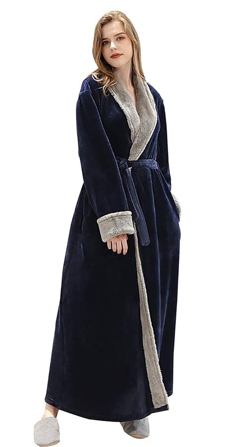 Oksun Full Length Fleece Robe Cozy Plush Long Warm Bathrobe With Waist