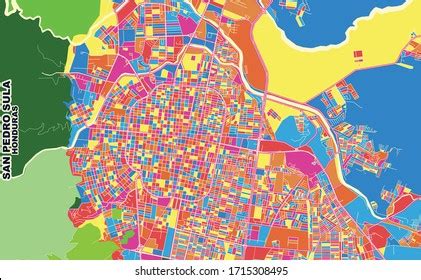 Colorful Vector Map San Pedro Sula Stock Vector (Royalty Free) 1715308495