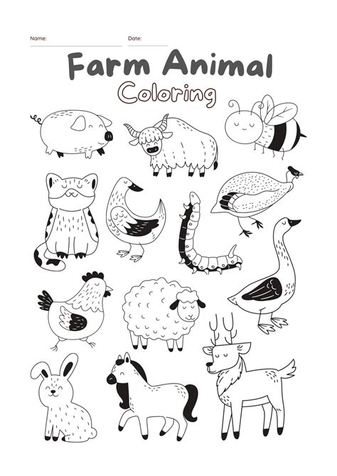 Color Farm Animals Printables