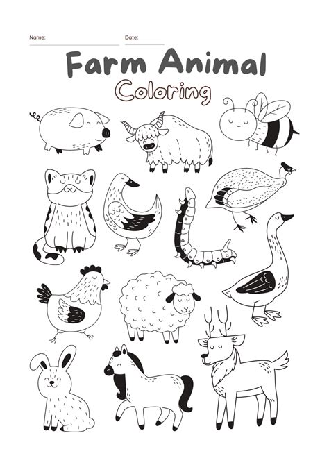 Color Farm Animals Printables