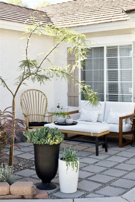 How to DIY a Concrete Paver + Pea Gravel Patio - The Collected House