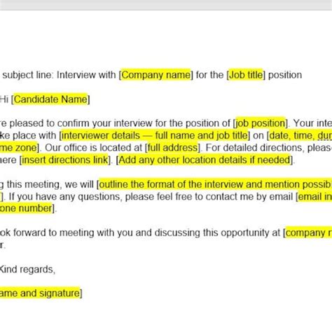 Interview Confirmation Email Template Etsy