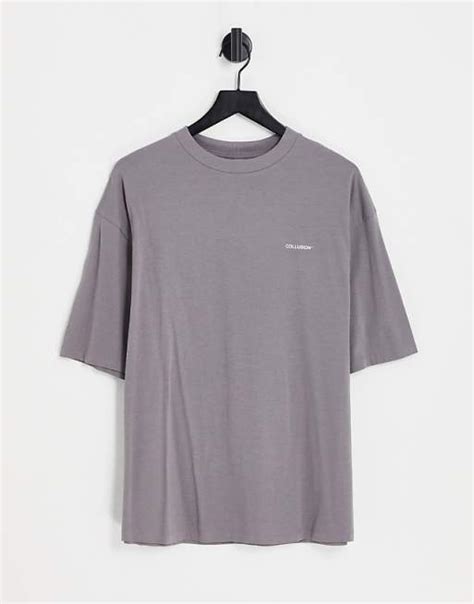 Collusion Oversized Logo T Shirt In Charcoal Asos