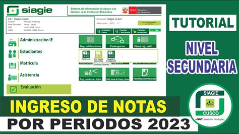 Siagie Tutorial Como Ingresar NOTAS POR PERIODO 2023 Nivel