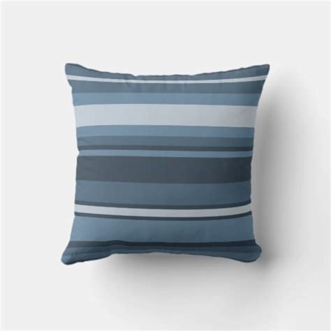 Grey Blue Stripes Throw Pillow Zazzle