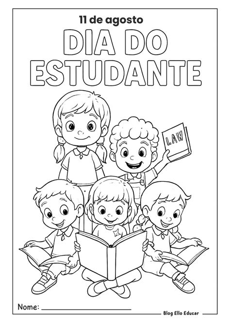 Dia Do Estudante Desenhos - Desenhos do Dia do Estudante para colorir e imprimir: Apostila gratuita