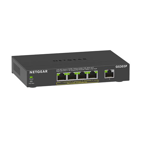 Netgear 5 Port Gigabit Ethernet Unmanaged Poe Switch Gs305p V2 With