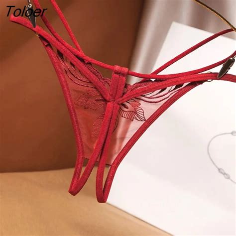 Toloer Transparent Embroidery Floral Pearl Tassel Women Lingerie G