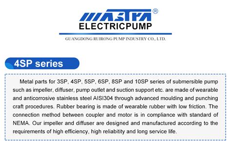 Mastra 4 inch stainless steel submersible pump 4SP series 5 m³ h