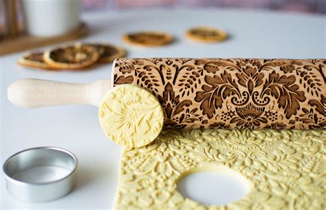 Oriental Damask Pattern Embossing Rolling Pin Cookies Etsy