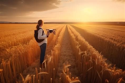 Premium Ai Image Drone Flying Over The Field Smart Agriculture