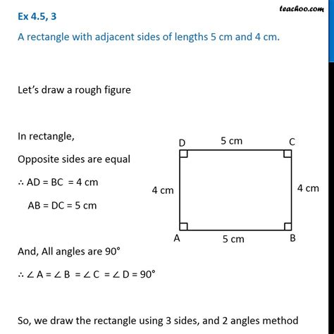 Question Draw A Rectangle With Adjacent Sides Of Lengths Cm