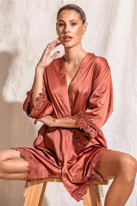 Ella Cinnamon Lace Satin Bridesmaids Robe