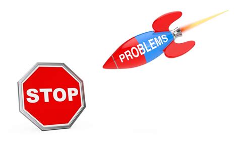 Premium Photo | Stop problems concept. stop sign shield with problems ...